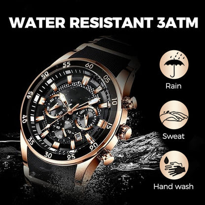 Rose Gold Black Dial Luxury Chronograph Watch for Men